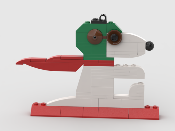 Downloadable Instructions for a Snoopy World War I Flying Ace Christmas Ornament, built with Leading brand toy Brick