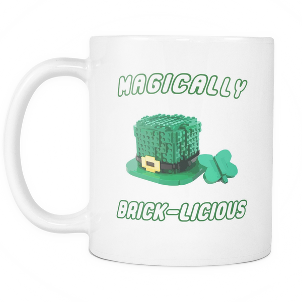 Magically Brick-Licious Toy Brick Leprechaun Hat 11 Ounce Black Ceramic Coffee AFOL Mug