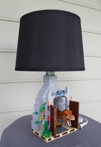 Custom Built T-Rex Lamp, with Jurassic World Park Gate