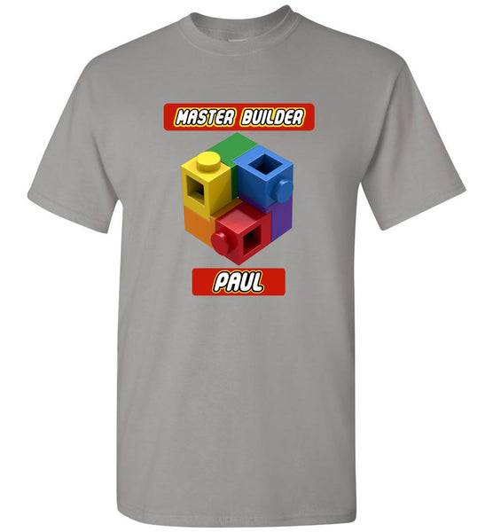 PAUL Kids First Name Master Builder Brick Toy Fan TShirt Expert Tee