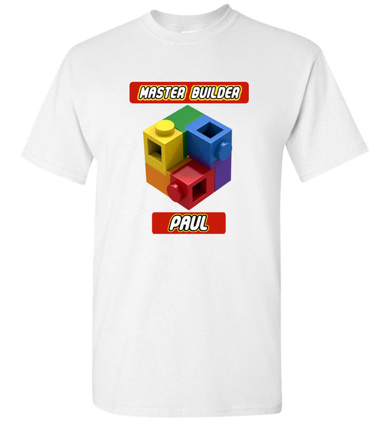 PAUL Kids First Name Master Builder Brick Toy Fan TShirt Expert Tee