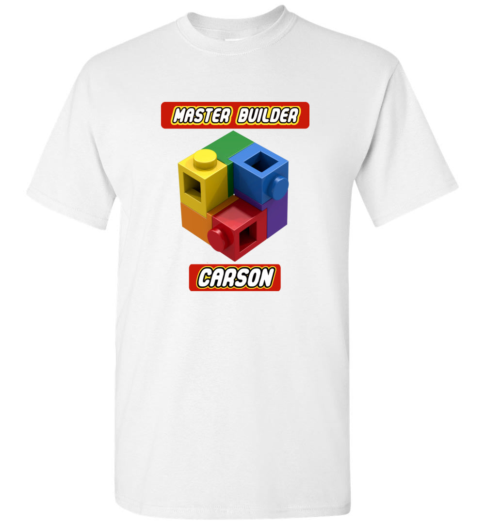 Your First Name Here Master Builder Brick Toy Fan TShirt Expert Tee
