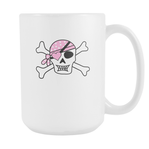 Pink Pirate Jolly Roger Coffee Tea Cocoa Pirette 15oz White Ceramic Mug