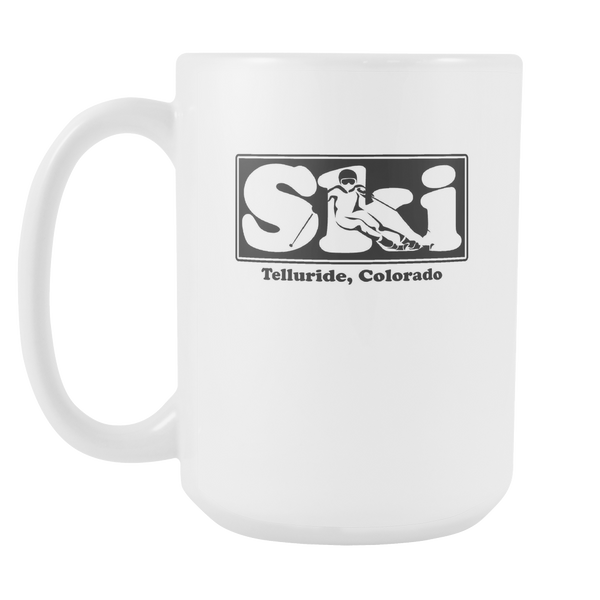 Telluride Colorado SKI Graphic Mug for Skiing your favorite mountain, city or resort town 15oz