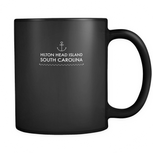 Hilton Head Island South Carolina Anchor Black Ceramic Graphic Mug 11 oz