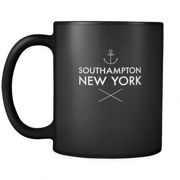Southampton New York Black Ceramic Graphic Mug 11 oz