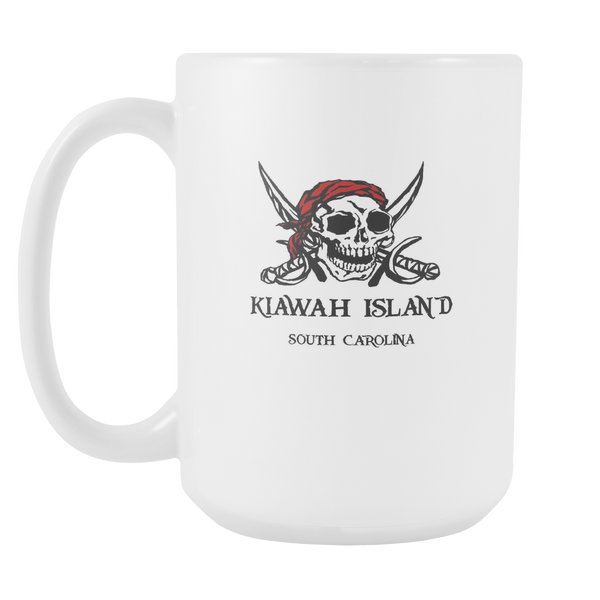 Kiawah Island South Carolina Pirate Jolly Roger 15oz White Ceramic Mug
