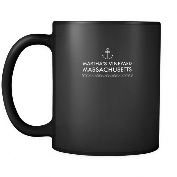 Martha's VIneyard Massachusetts Black Ceramic Graphic Mug 11 oz