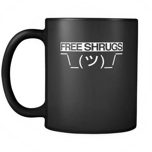 Free Shrugs Emoji Ascii ART Shruggie Guy Black Ceramic Graphic Mug 11 oz