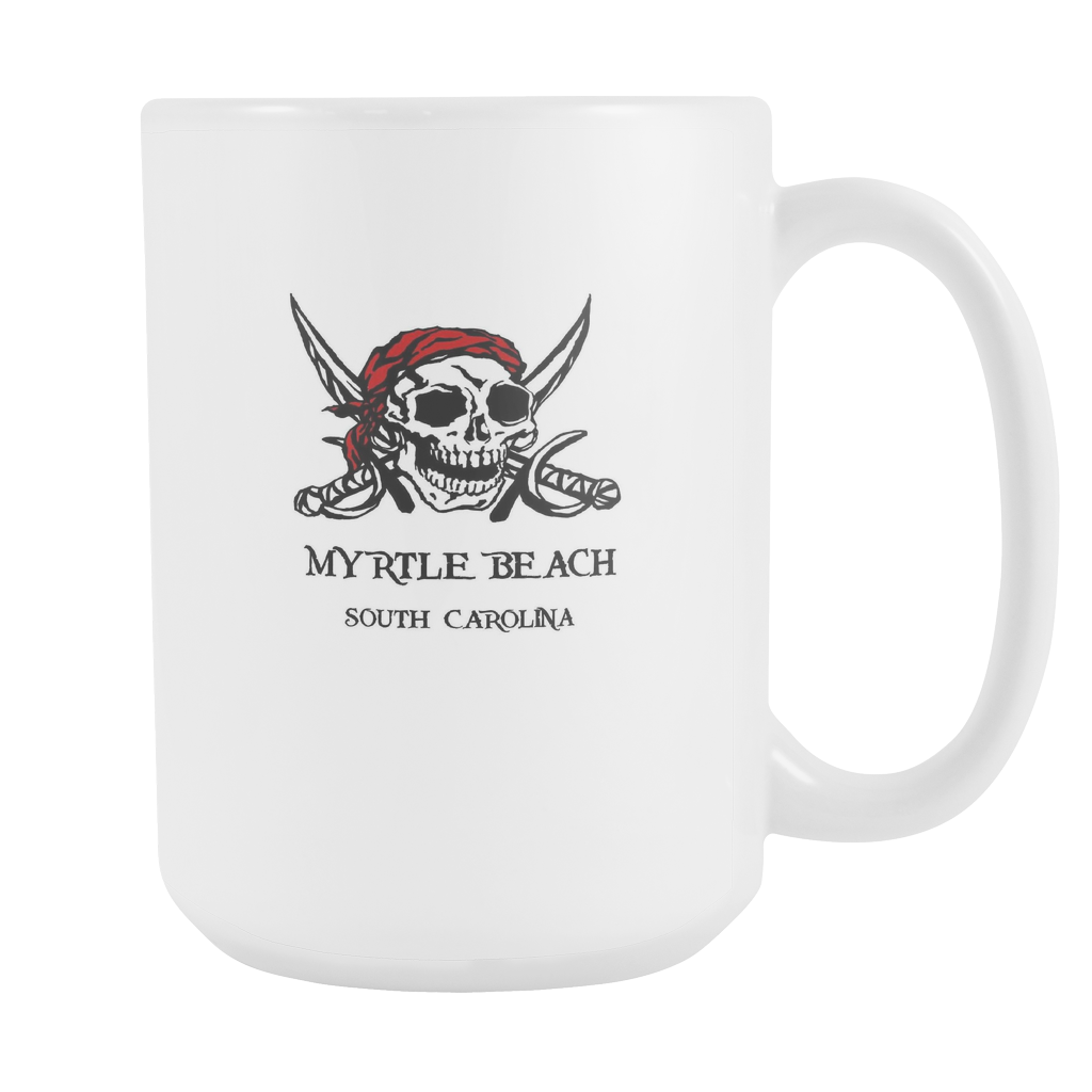 Myrtle Beach South Carolina Pirate Jolly Roger 15oz White Ceramic Mug