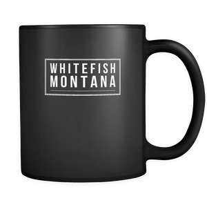 White Fish Montana Black Ceramic Graphic Cocoa  Mug 11 oz