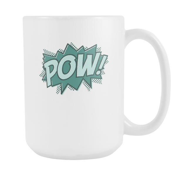 Pow! Super Hero Graphic Coffee Tea Cocoa Cup 15oz White Ceramic Mug