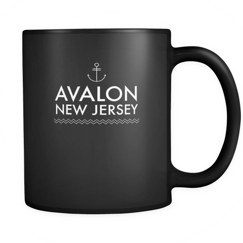 Avalon New Jersey Anchor Black Ceramic Graphic Mug 11 oz