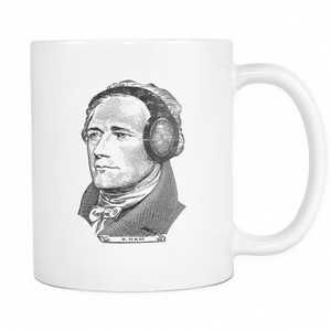 Alexander Hamilton in Headphones Portrait 11 Oz White ceramic Coffee Mug