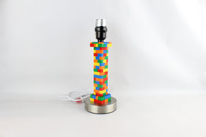 Kids Bedroom Lamp Built with Colorful Toy Bricks (Red, Blue, Orange, Yellow, Green Blocks)
