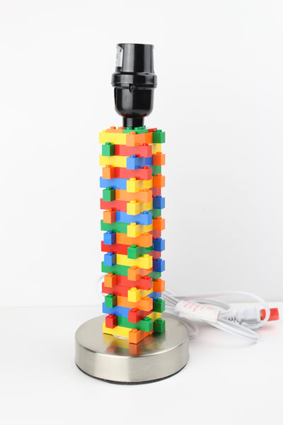 Funky Lamp made of Toy Bricks / Kids Bedroom Accent Light / Rainbow Lamp Red Yellow Orange Green Blue