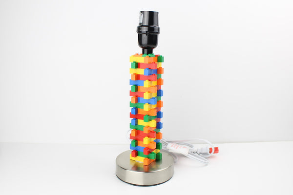 Funky Lamp made of Toy Bricks / Kids Bedroom Accent Light / Rainbow Lamp Red Yellow Orange Green Blue