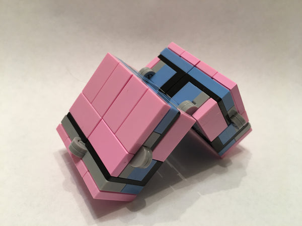 Pink and Blue Folding Fidget Cube Parts KIT, Built with Toy Bricks (Instructions download included)