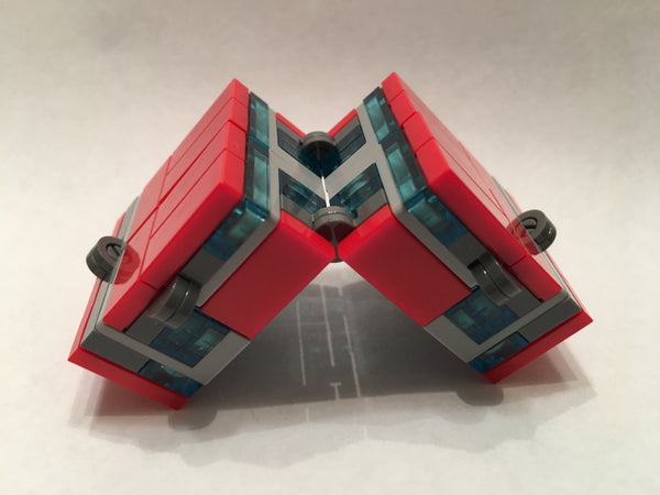 Red and Blue Folding Fidget Cube Parts KIT, Built with Toy Bricks (Instructions download included)