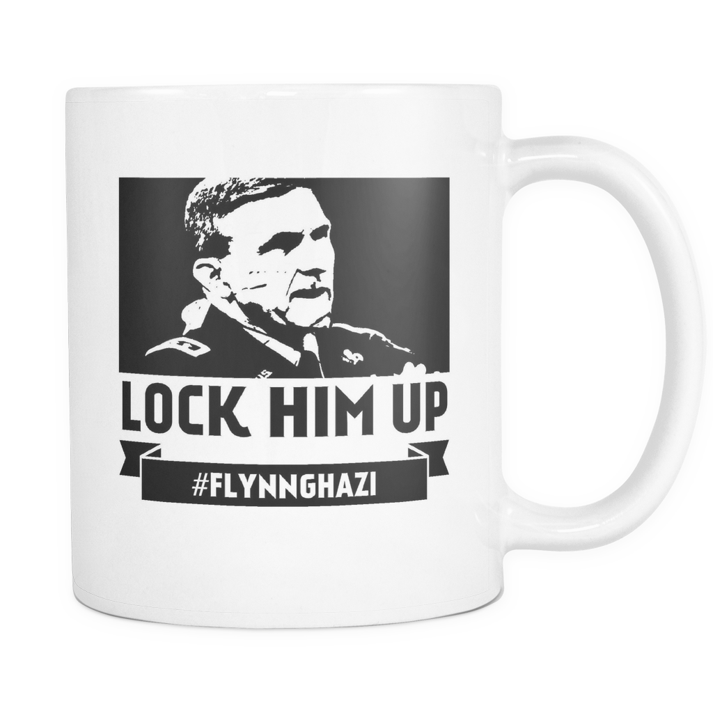 Lock Him Up Michael Flynnghazi Flynn 11oz White ceramic coffee mug
