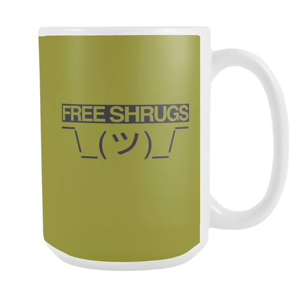 Funny "Free Shrugs" Mug (Take-off on Free Hugs) 15oz