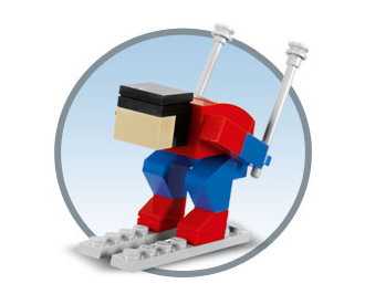 Christmas Ornament - Miniature Downhill Skier Made with real Toy Bricks