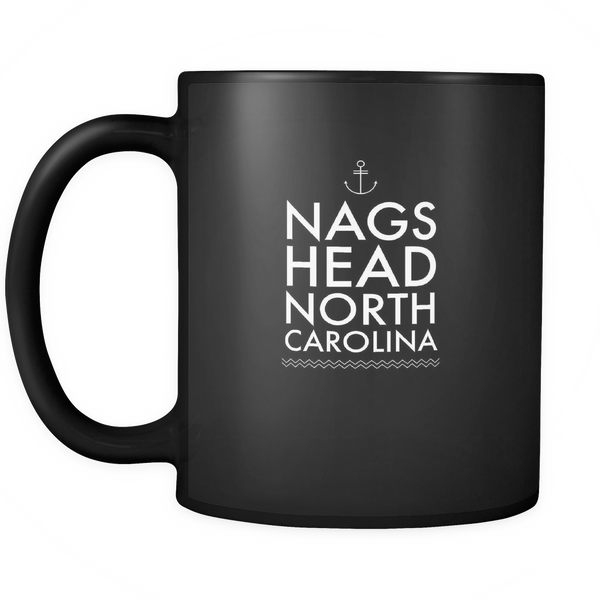 Nags Head North Carolina Black Ceramic Graphic Mug 11 oz