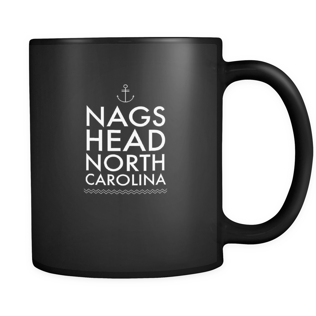 Nags Head North Carolina Black Ceramic Graphic Mug 11 oz