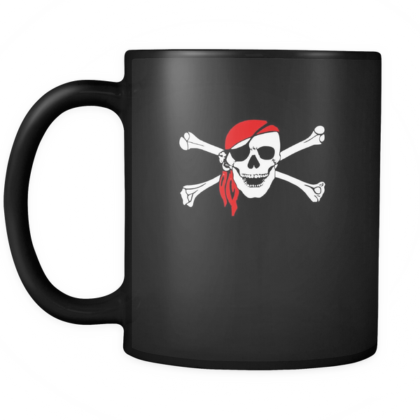 Pirate Jolly Roger Skull and Bones Black Ceramic Graphic Mug 11 oz