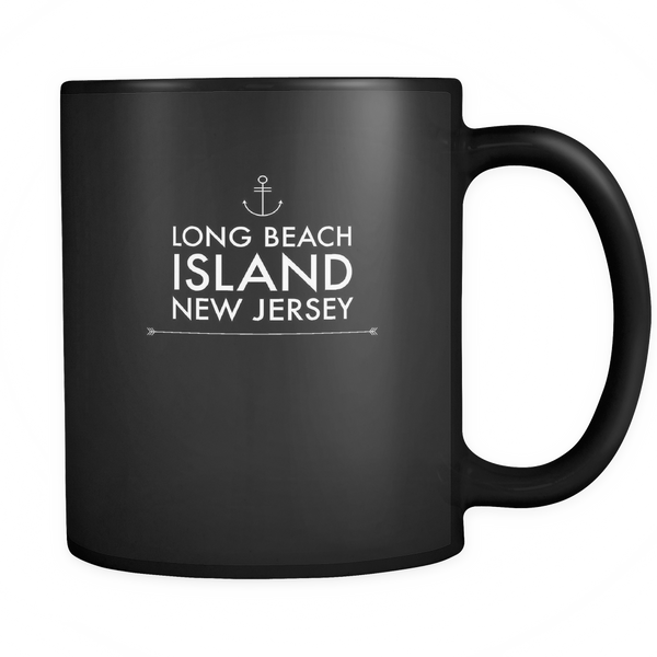 Long Beach Island New Jersey Black Ceramic Graphic Mug 11 oz