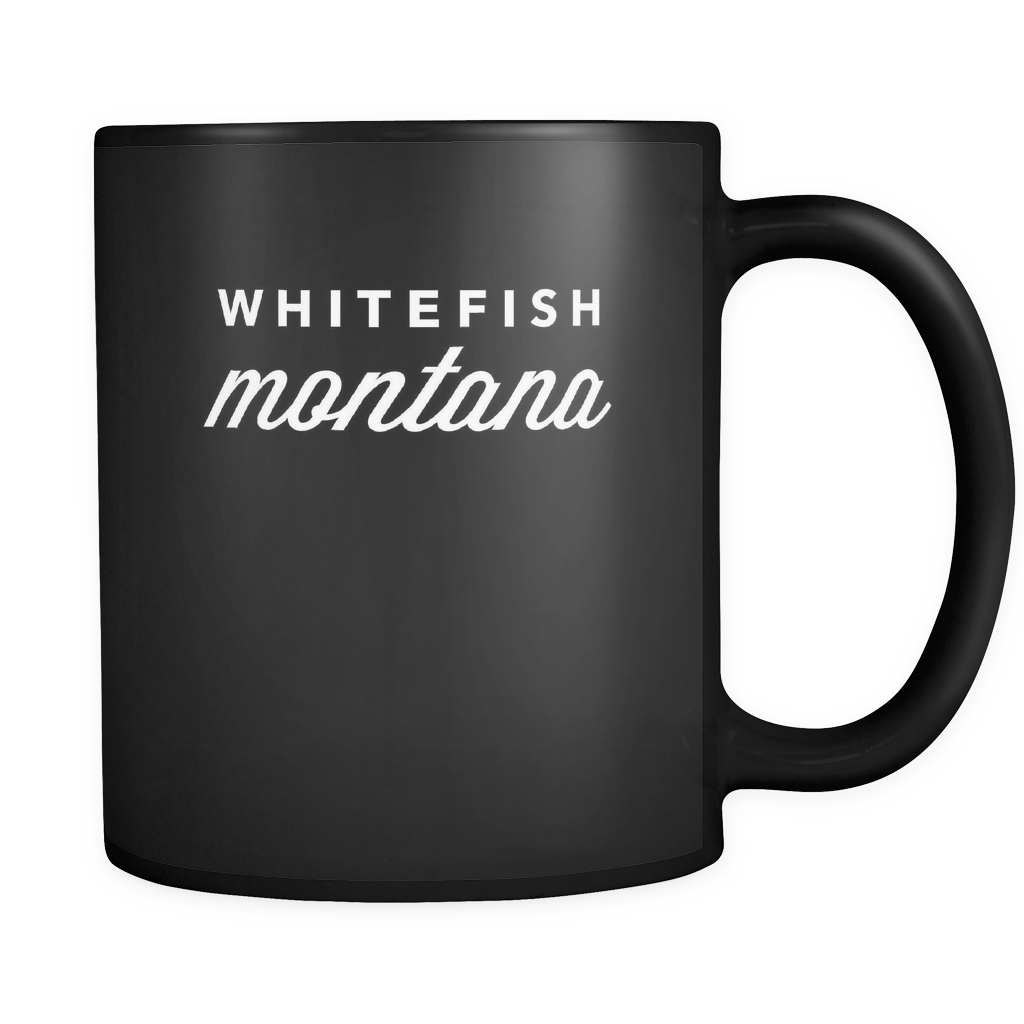 Whitefish Montana Black Ceramic Graphic Coffee Mug 11 oz