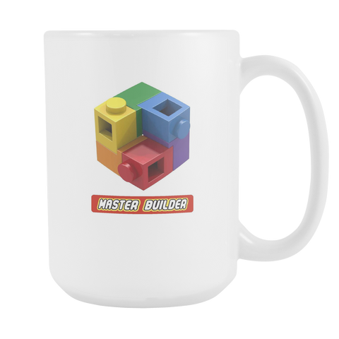 Master Builder AFOL Expert LOGO Brick Toy Mug 15oz White Ceramic Mug
