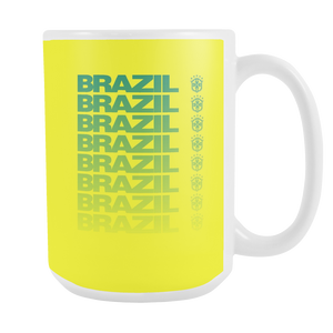 Brazil Green and Yellow / Gold 15oz White Ceramic Mug