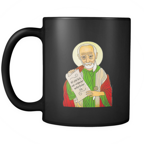 Saint George Carlin Patron saint of Profanity 11oz Black Ceramic Mug