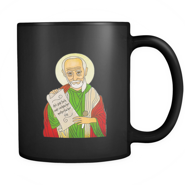 Saint George Carlin Patron saint of Profanity 11oz Black Ceramic Mug