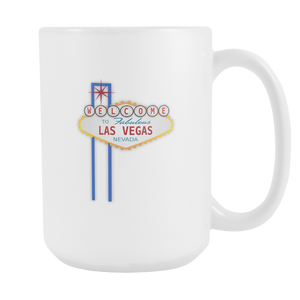 WELCOME TO FABULOUS LAS VEGAS NEVADA SOUVENIR Coffee Cocoa Tea 15oz White Ceramic Mug