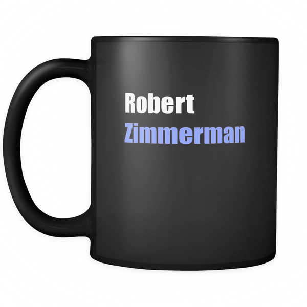 Robert Zimmerman Bob Dylan Black Ceramic Graphic Mug 11 oz