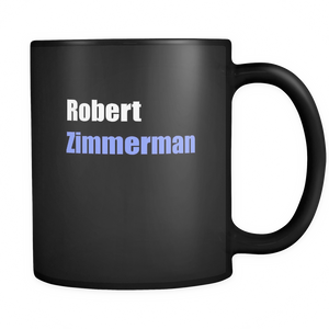 Robert Zimmerman Bob Dylan Black Ceramic Graphic Mug 11 oz