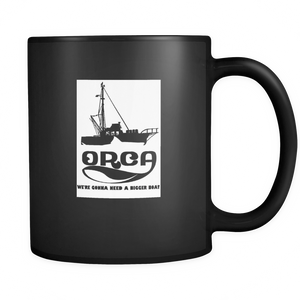 Orca We're Gonna Need a Bigger Boat Jaws Black Ceramic Graphic Mug 11 oz