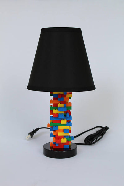Kids Bedroom Lamp Built with Toy Bricks (Red, Blue, Orange, Yellow, Green)