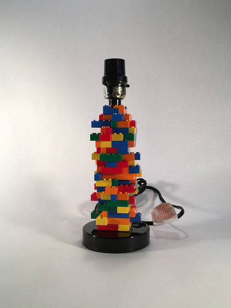 Kids Bedroom Lamp Built with Toy Bricks (Red, Blue, Orange, Yellow, Green)