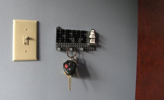Toy Brick Key Organizer with Original Trilogy Storm Trooper Minifigure