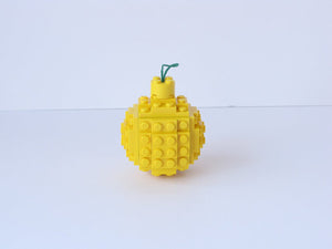 Sphere Christmas Ornament - Yellow (Made with real Toy Bricks)