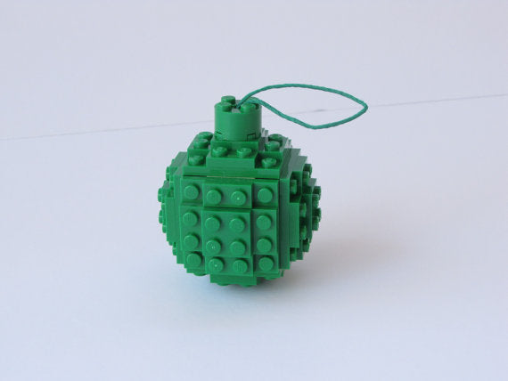 Christmas Ornament - Green (Made with real Toy Bricks)