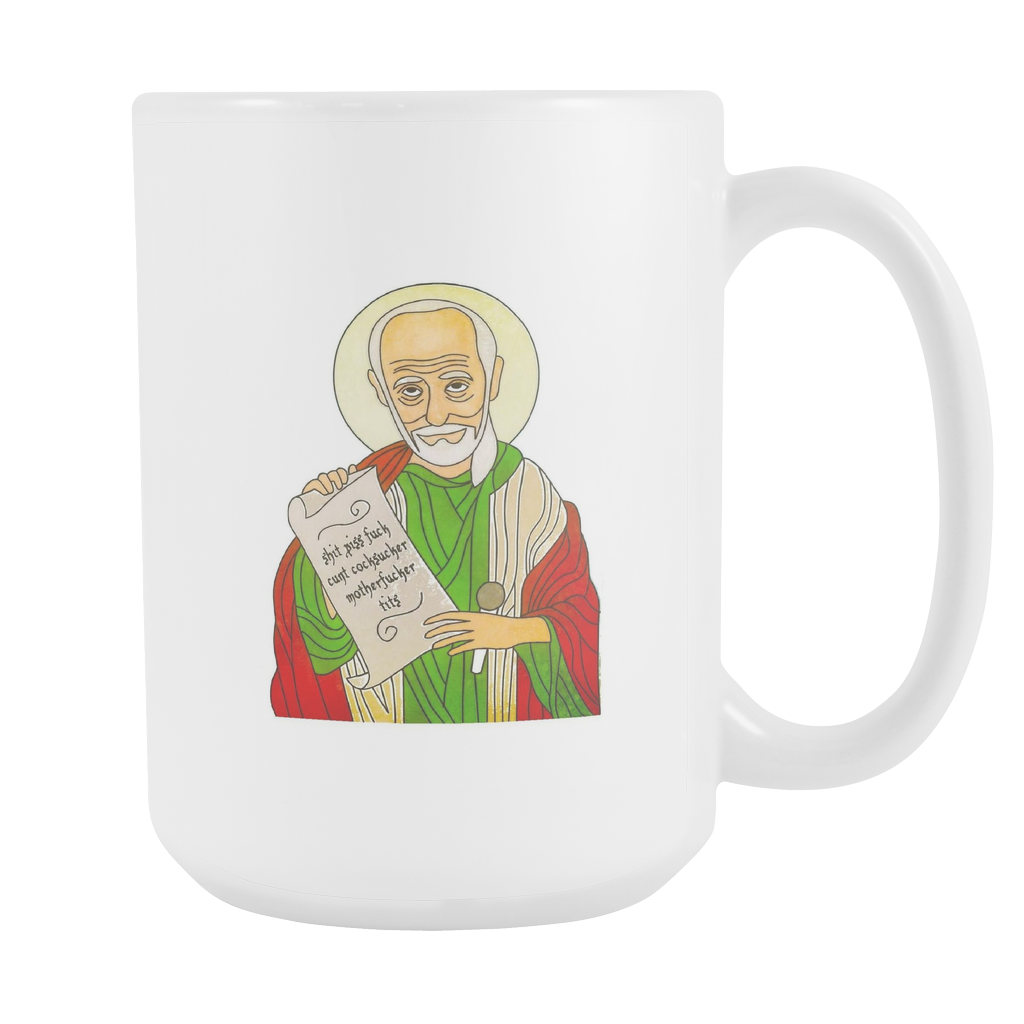 Saint George Carlin Patron saint of Profanity 15oz White Ceramic Mug