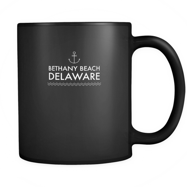 Bethany Beach Delaware ANchor Black Ceramic Graphic Mug 11 oz