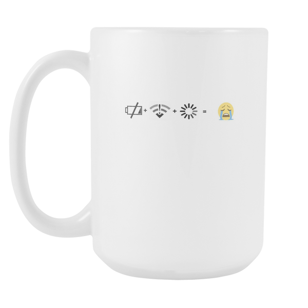 Sad Emoji No WIFI POWER LOADING  15oz White Ceramic Mug